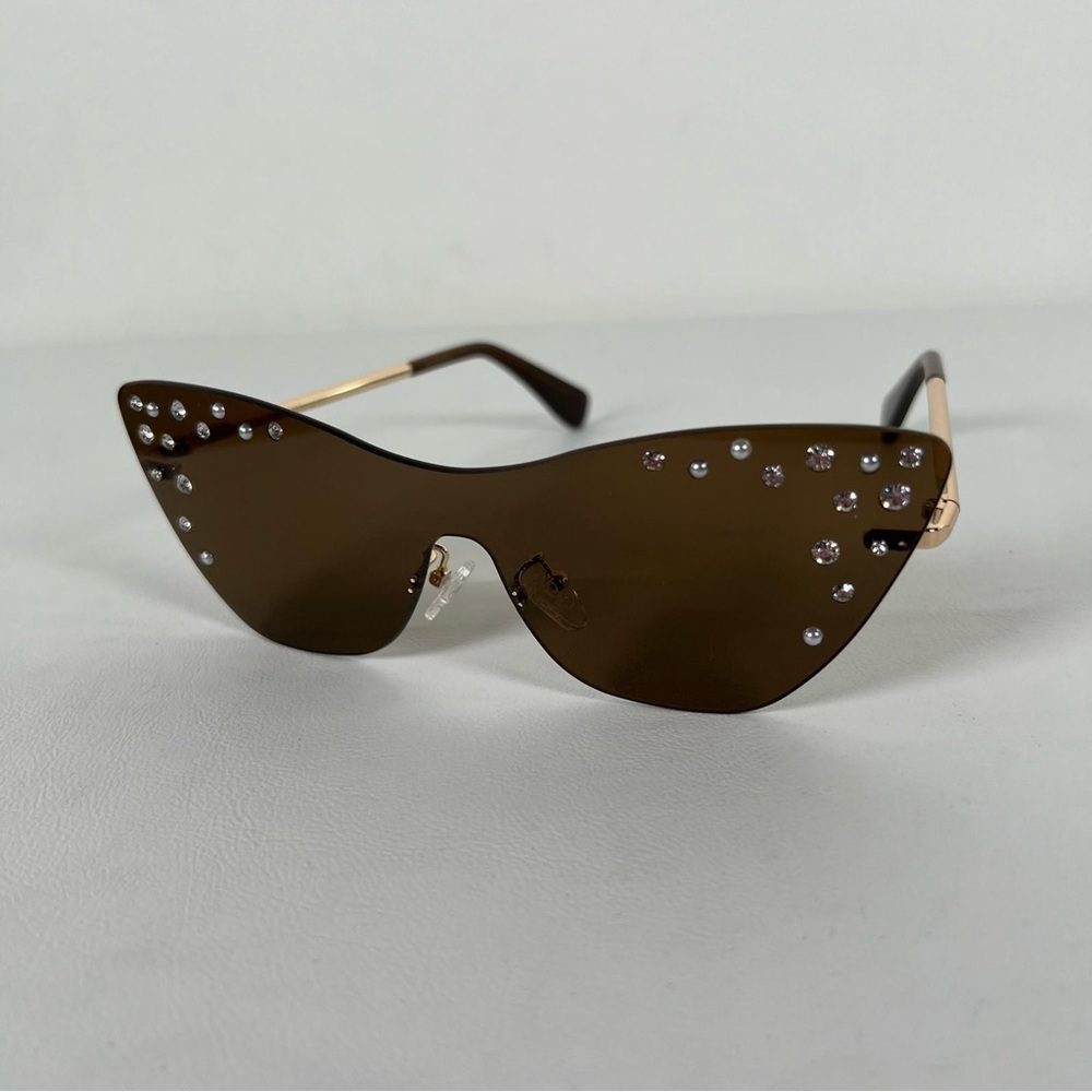 NWT Lele Sadoughi Downtown Metal Cat Eye Dusk Sunglasses Faux Pearls LSSG076DK - Picture 12 of 15